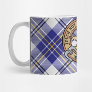 Clan MacPherson Crest over Blue Dress Tartan Mug